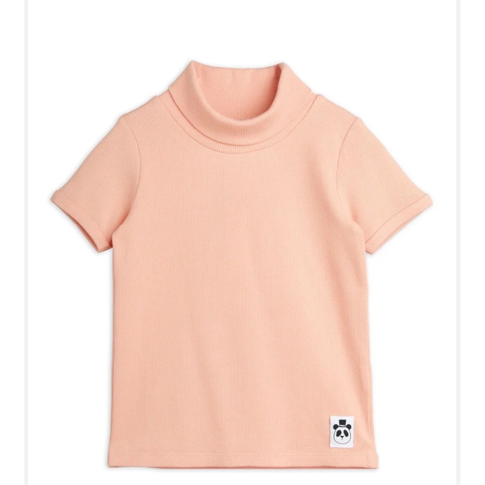 Mini Rodini Ribbed Short Sleeve Turtleneck Top Preppy Quiet Luxury Sustainable